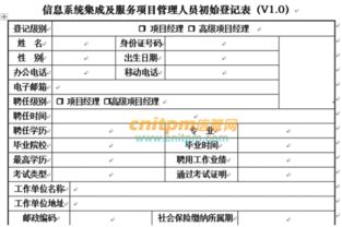 信息系統(tǒng)集成及服務項目管理人員初始登記表 網(wǎng)絡技術從業(yè)者的必備證件